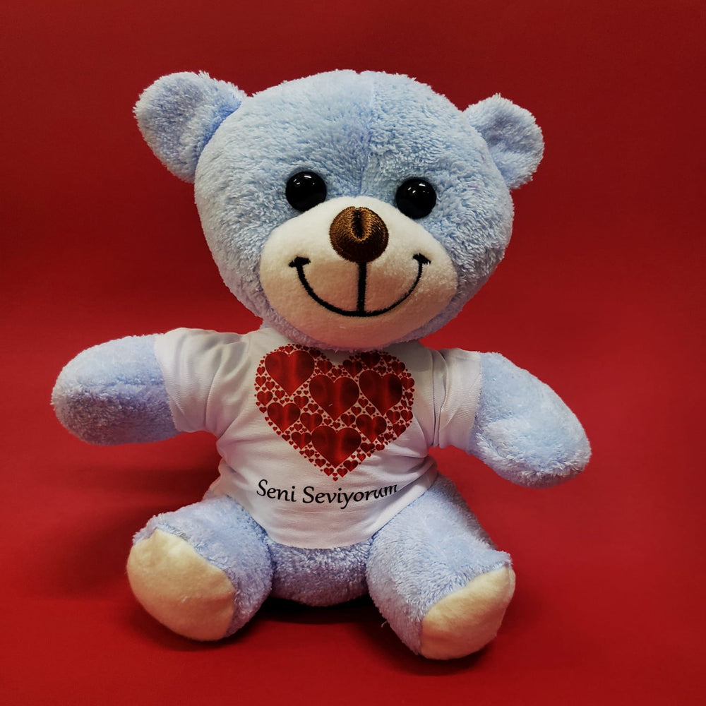 Kalpli Seni Seviyorum Yazılı Tişörtlü Peluş Ayıcık