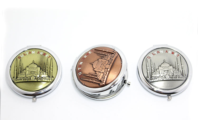 Metal İstanbul Temalı Yöresel Kabartmalı El Aynası