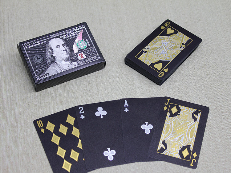 Gümüş Dolar Tasarımlı Siyah İskambil Oyun Kartı
