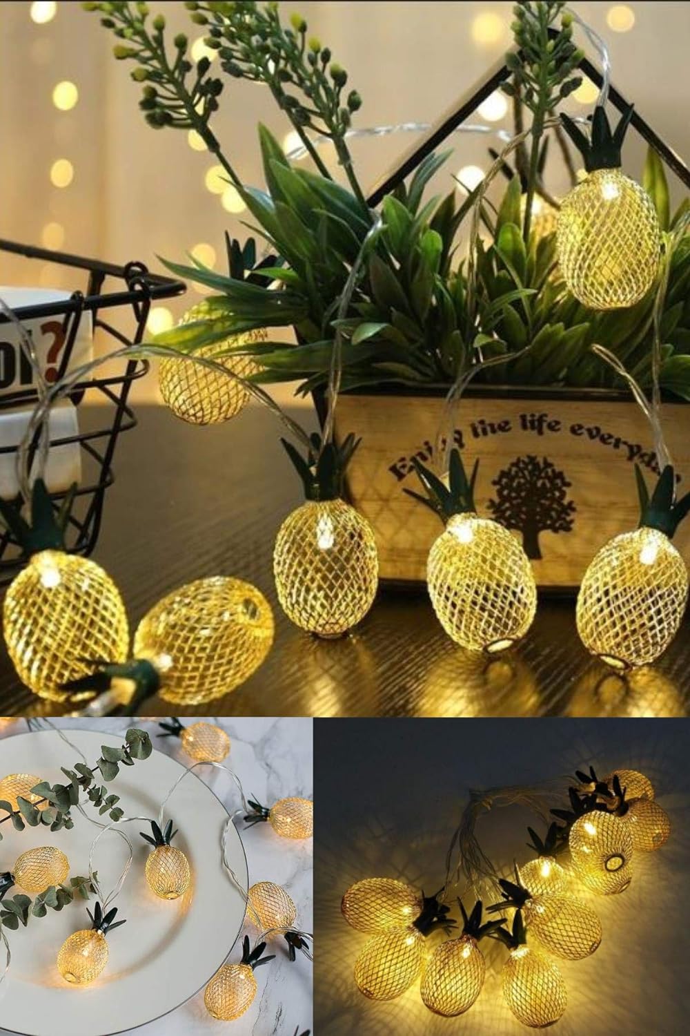 2m 10 Led 2 Kademeli Ananas Led Işık Pilli