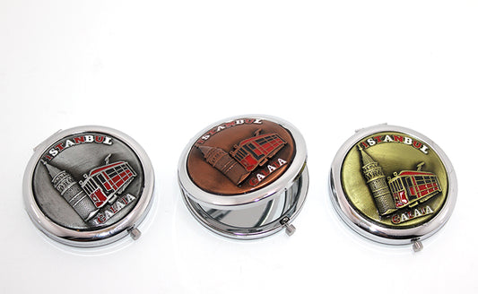 Metal İstanbul Temalı Kabartmalı El Aynası