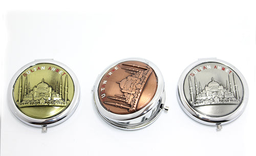 Metal İstanbul Temalı Yöresel Kabartmalı El Aynası