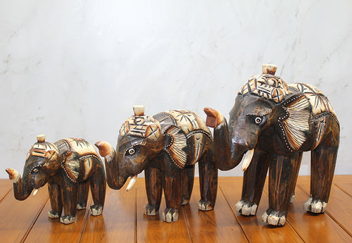 Ahşap 3'lü Fil Seti