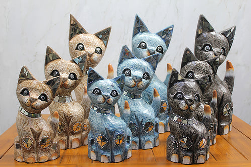 Ahşap 3'lü Kedi Seti 40 Cm