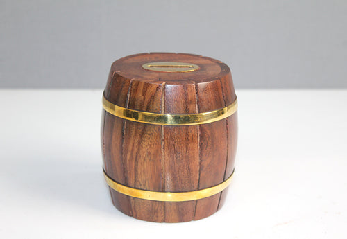 Pirinç Detaylı Fıçı Kumbara Model 1