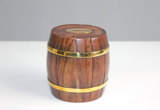 Pirinç Detaylı Fıçı Kumbara Model 1