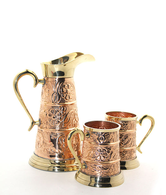 Pirinç 2 Bardaklı Sürahi Seti