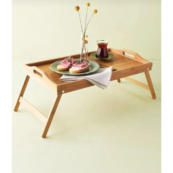 Bambu Kulplu Ayaklı Keyif Tepsisi