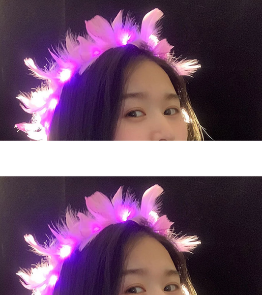 Led Işıklı RGB 3 Fonksiyonlu Otrişli Parti Tacı Pembe Renk