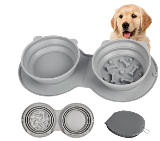 Mikopet Katlanabilir İkili Mama ve Su Kabı