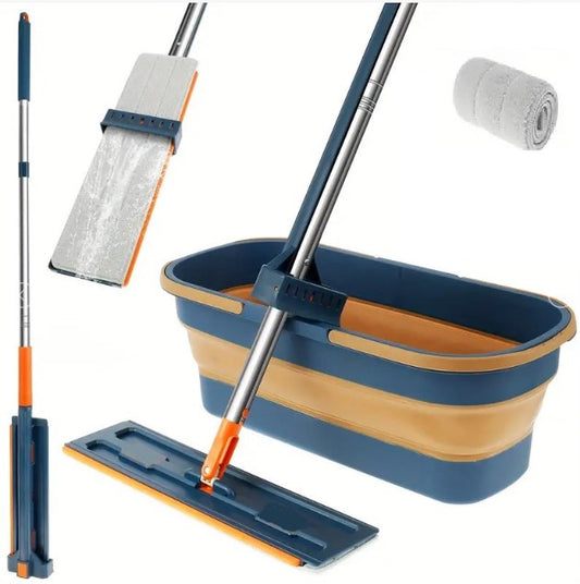 Katlanabilir Temizlik Mopu ve Tekerlekli Kova Seti