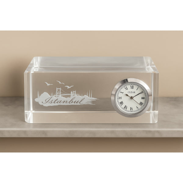 İstanbul Tasarımlı Kristal Saatli Biblo