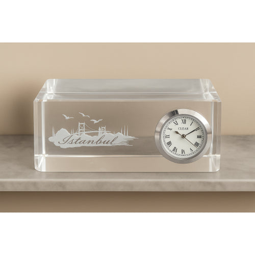 İstanbul Tasarımlı Kristal Saatli Biblo