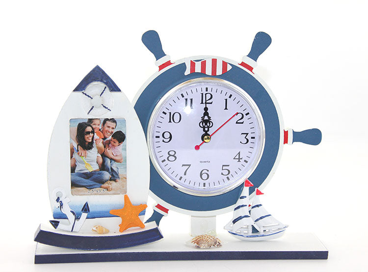 Ahşap Marin Dümenli Çerçeveli Saat Model 2