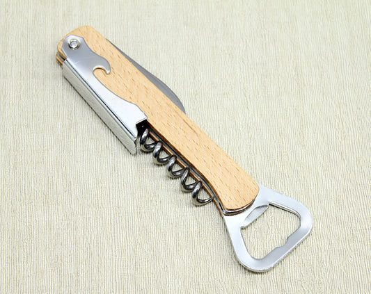 Ahşap Paslanmaz Çelik Tirbuşon Açacak