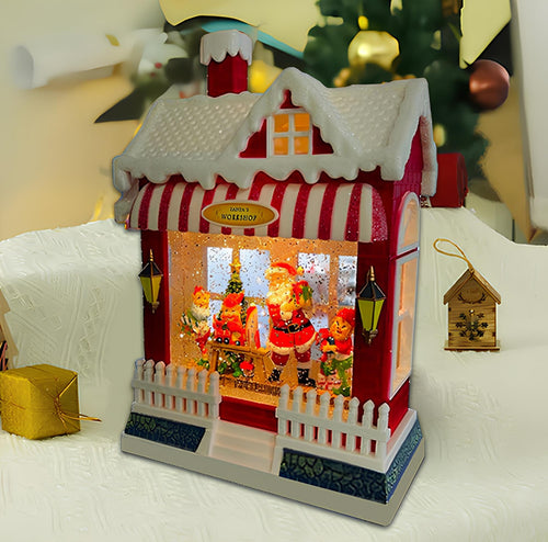 Yılbaşı Temalı Işıklı Müzikli Kar Küresi Ev Tasarımlı