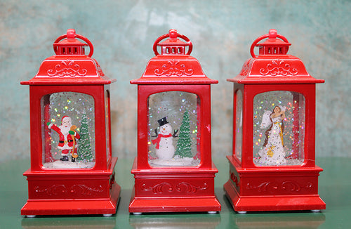 Yılbaşı Temalı Işıklı Müzikli Kar Küresi Kırmızı Tasarımlı