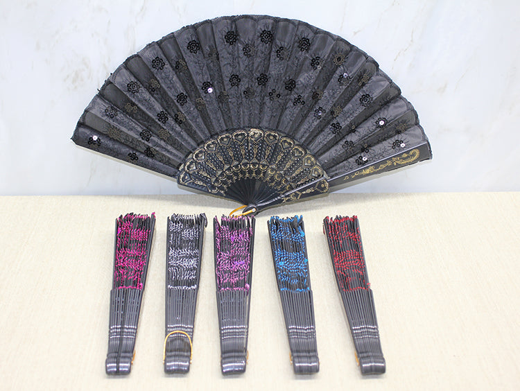 Plastik Pullu Yelpaze Siyah Renk