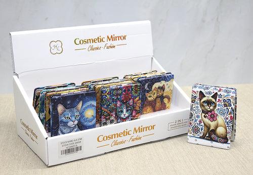 Kedi Taşlı El Aynası Dikdörtgen İnce