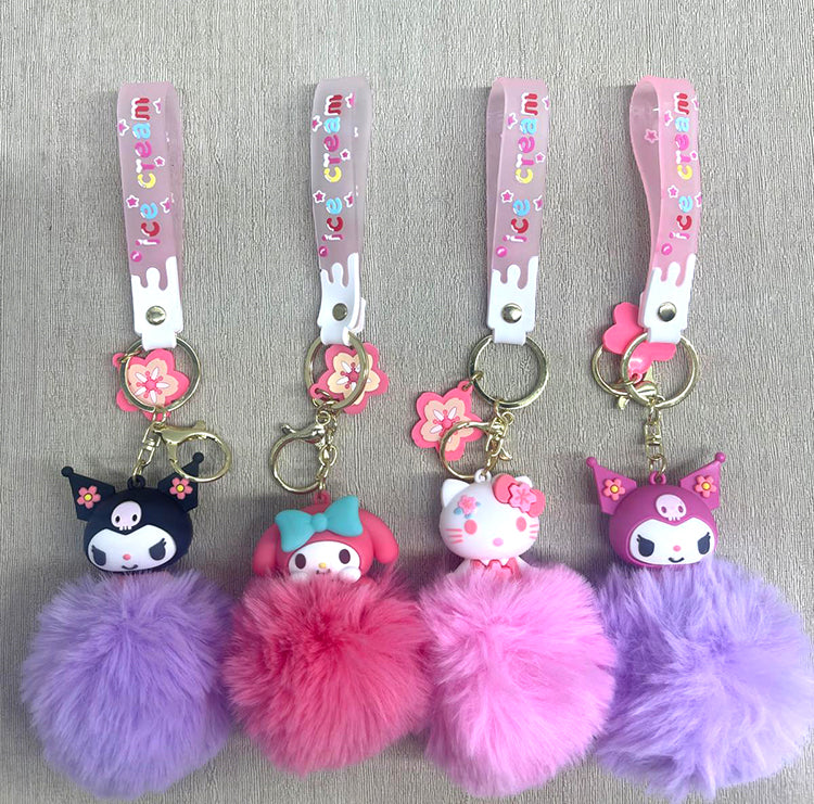Ponponlu Kuromi Ve Hello Kitty Karışık Anahtarlık
