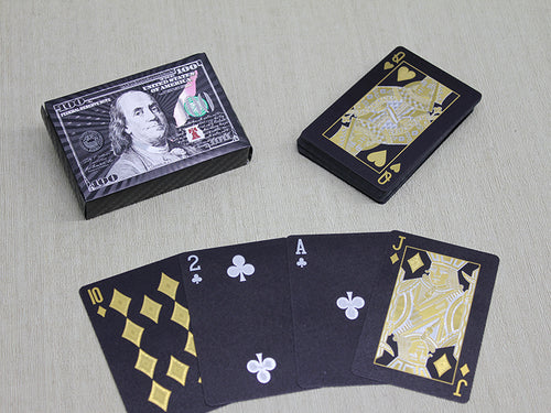 Gümüş Dolar Tasarımlı Siyah İskambil Oyun Kartı