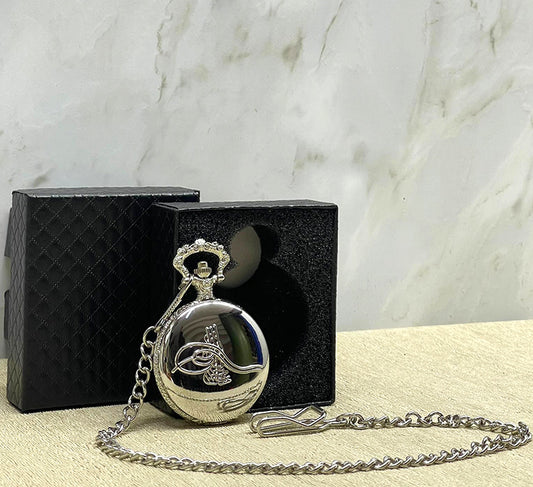 Özel Kutulu Osmanlı Tuğralı Gümüş Köstekli Saat