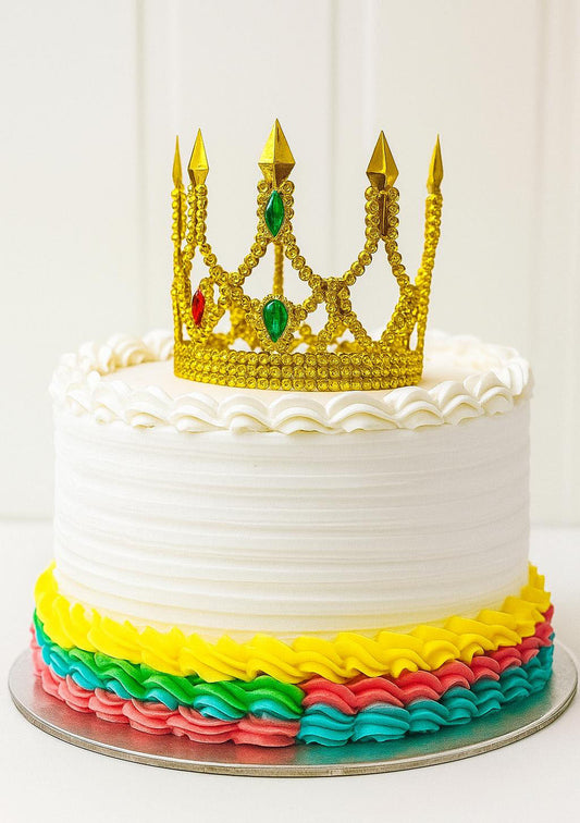 Altın Işıltılı İnce Pasta Üstü Taç Plastik