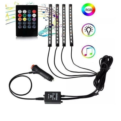 Araç İçi Ayak Altı Sese Duyarlı Şerit Led 4'lü Set