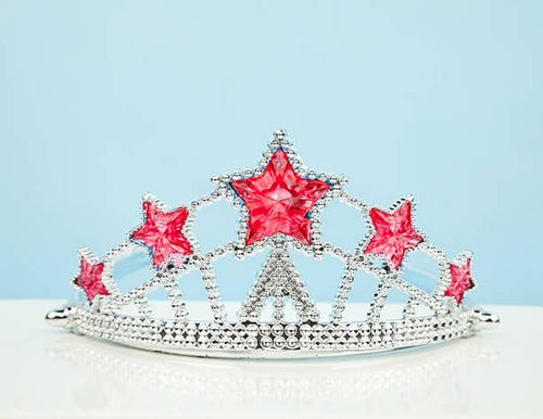 Kırmızı Yıldız Taşlı Plastik Elsa Tacı Çocuk Boy
