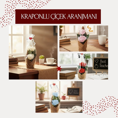 Kraponlu Çiçek Aranjmanı - Öğretmenler Günü Hediyesi