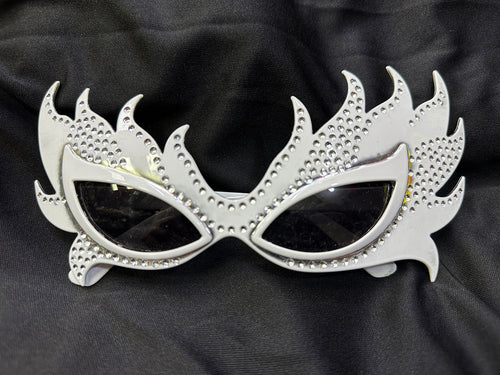 Taşlı Beyaz Alev Parti Gözlüğü