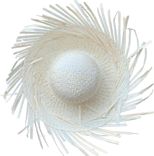 Tropikal Parti Beyaz Hasır Hawaii Şapkası